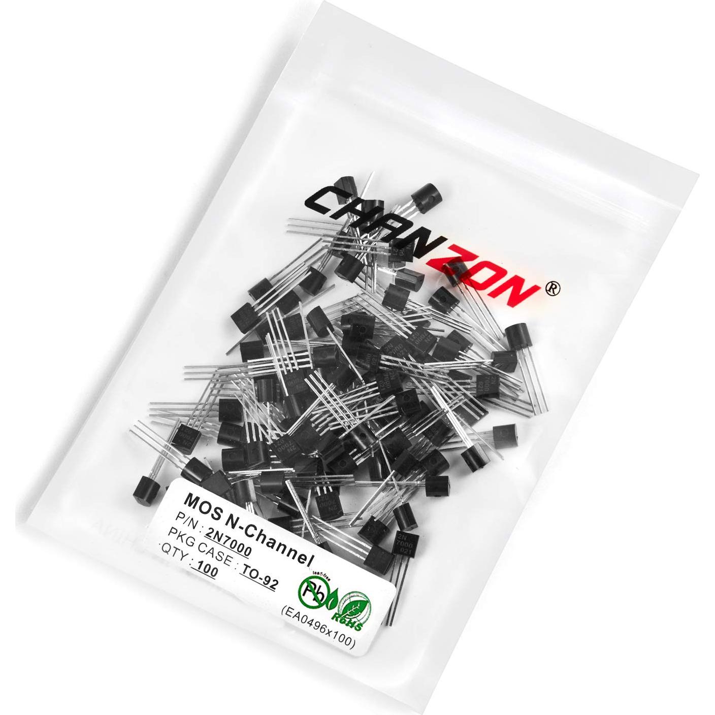 Transistor MOSFET Chanzon 2N7000 NMOS 60V 0.2A Paquete 100
