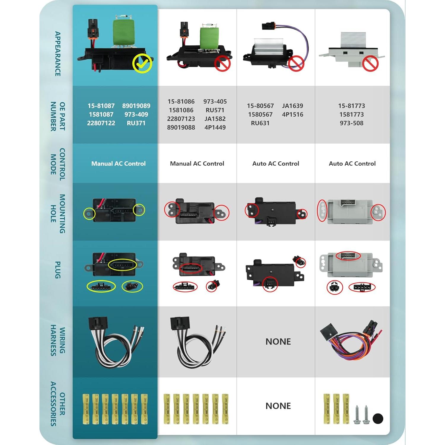 Resistor de Ventilador Marsflex APAC05005 para Chevy y GMC