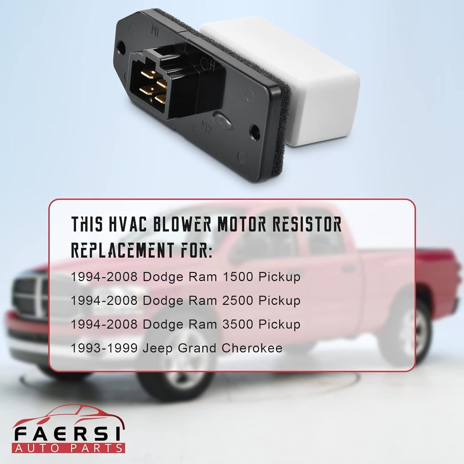 Resistor del Motor del Ventilador HVAC FAERSI para Dodge Ram 1500/2500/3500 y Grand Cherokee