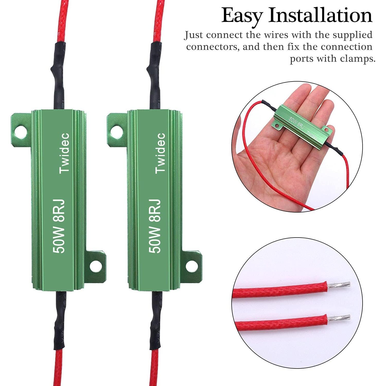 Resistencias de Carga LED Twidec 50W 8 Ohm 4 Piezas