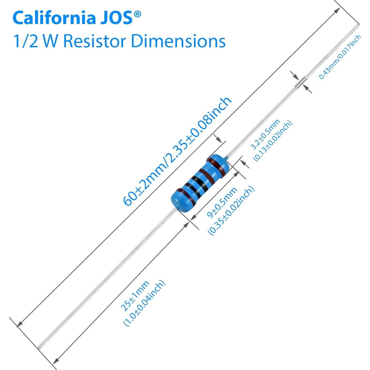 Resistores de Película Metálica 10K Ohm 40 PCS 1/2W Tolerancia 1%