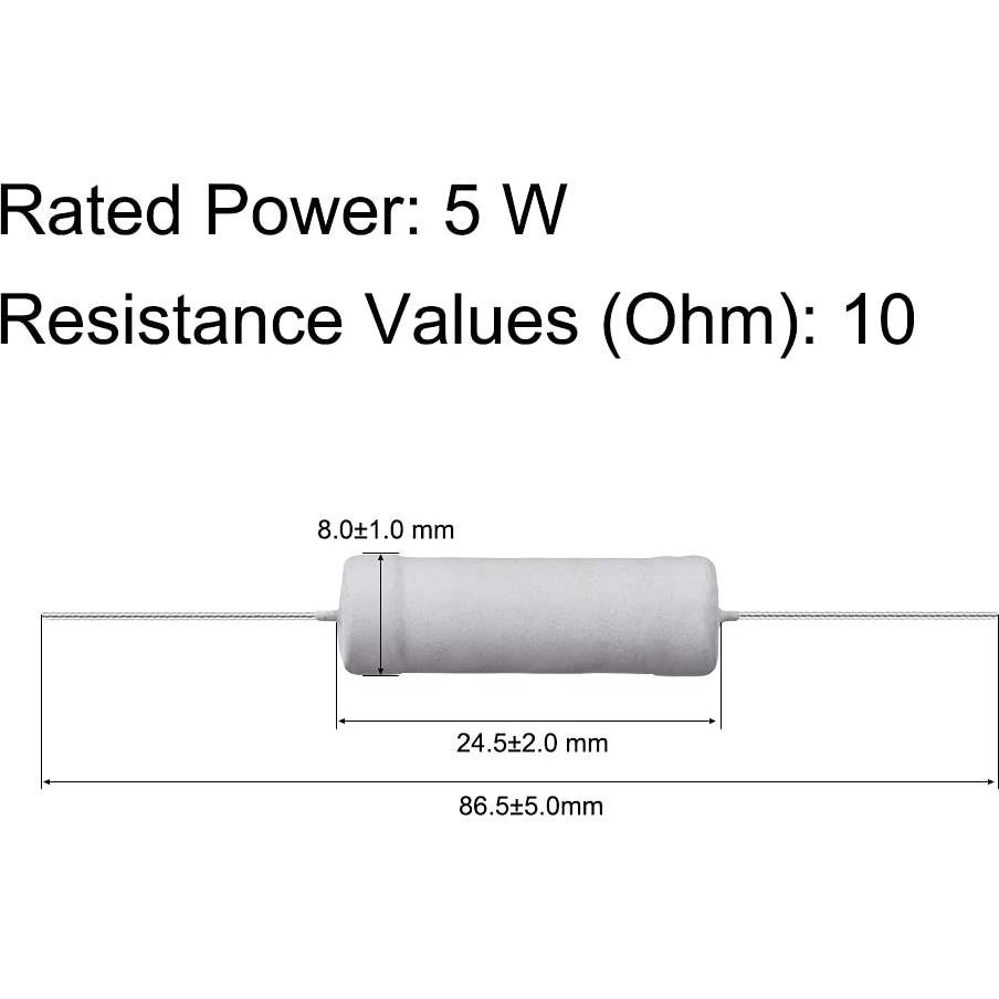 Resistencias de Película Metálica uxcell 10 Ohm 5W 10 Piezas