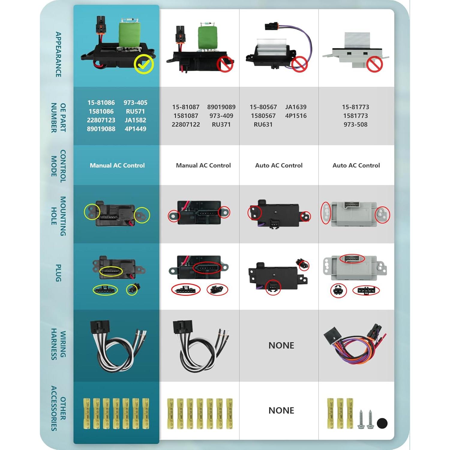 Resistor de Ventilador Marsflex APAC05016 para Chevrolet y GMC