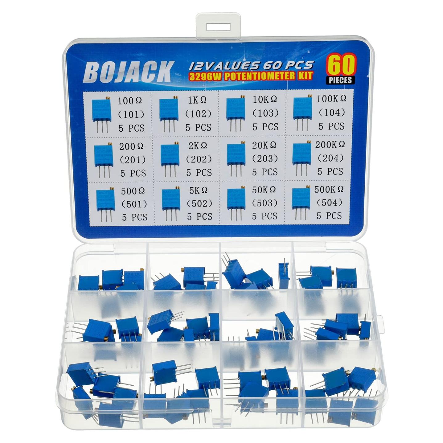 Kit de 60 Potenciómetros Trimmer Multivuelta BOJACK 3296W