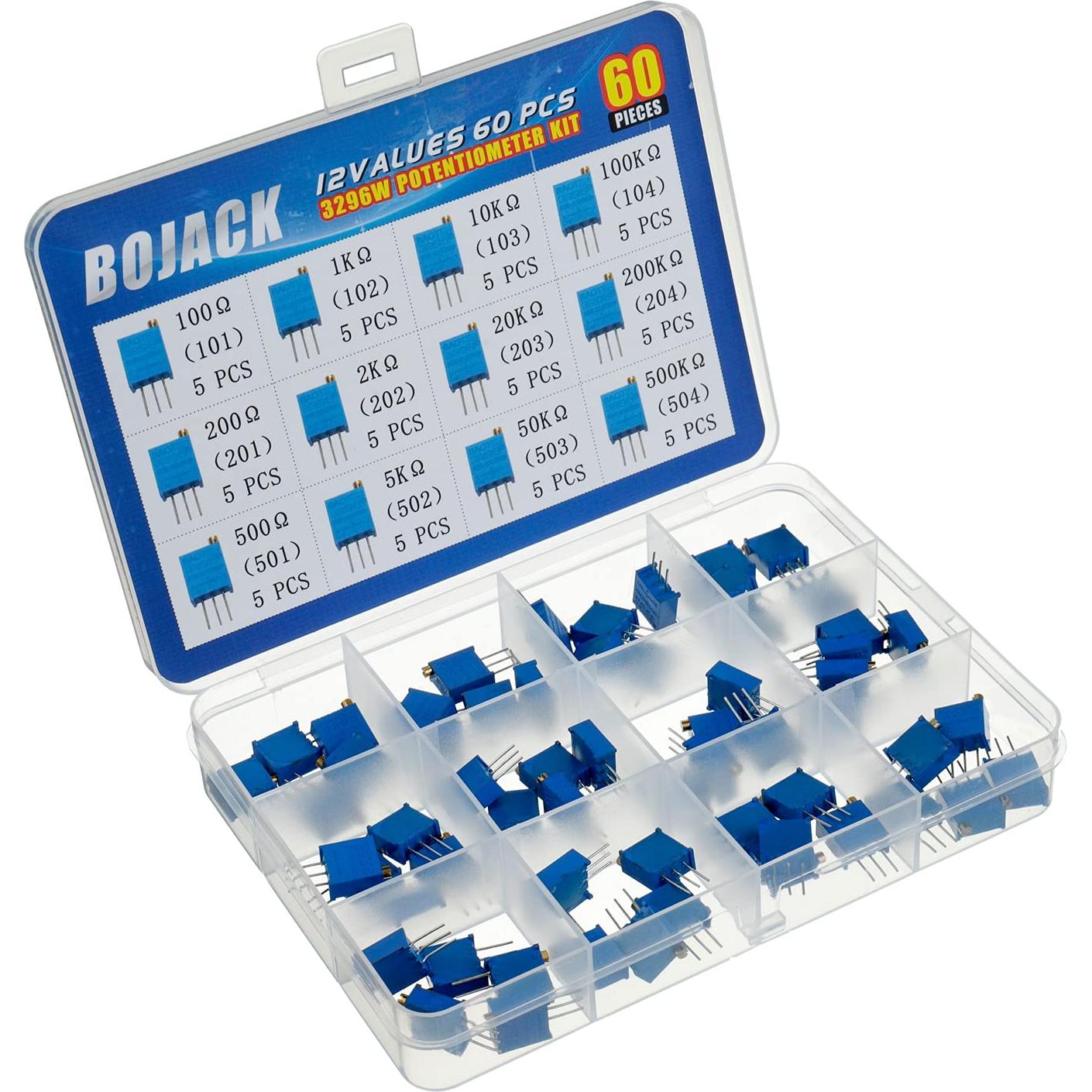 Kit de 60 Potenciómetros Trimmer Multivuelta BOJACK 3296W