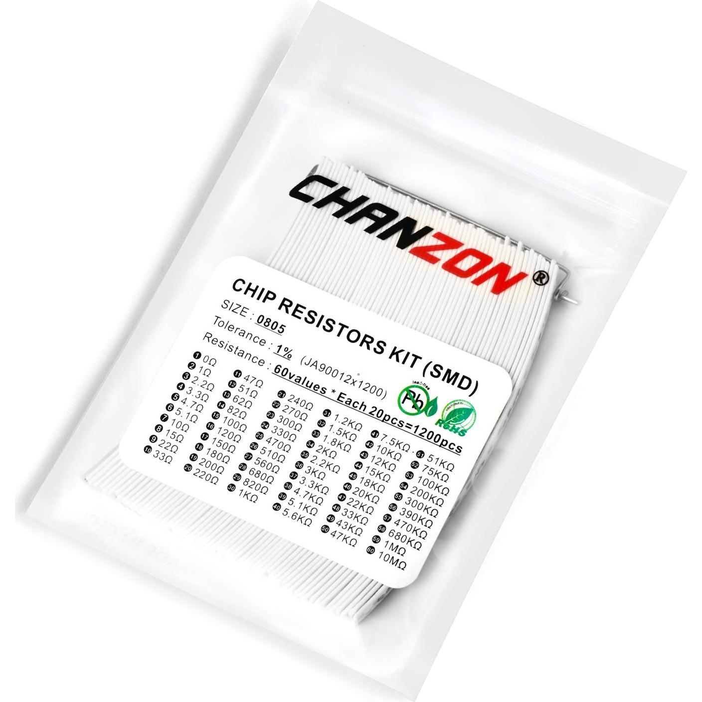 Kit de 1200 Resistencias SMD CHANZON 0-10MΩ 60 Valores 1/8W