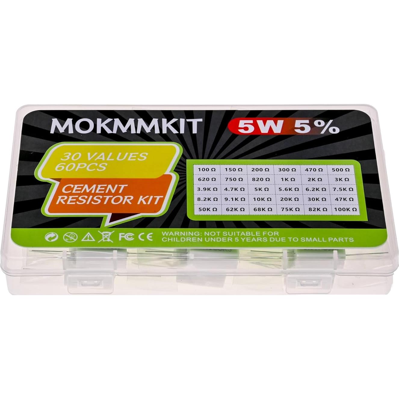 Kit de Resistores de Cemento Cerámico MOKMMKIT 5W 60 Piezas