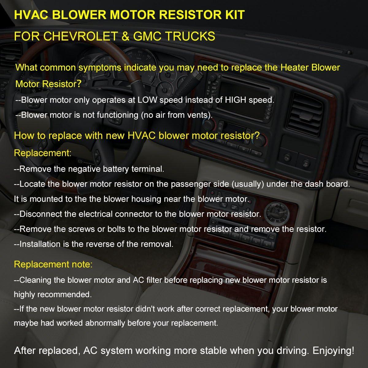 Resistor de Motor de Soplador HVAC FAERSI 89019088 para Chevy/GMC