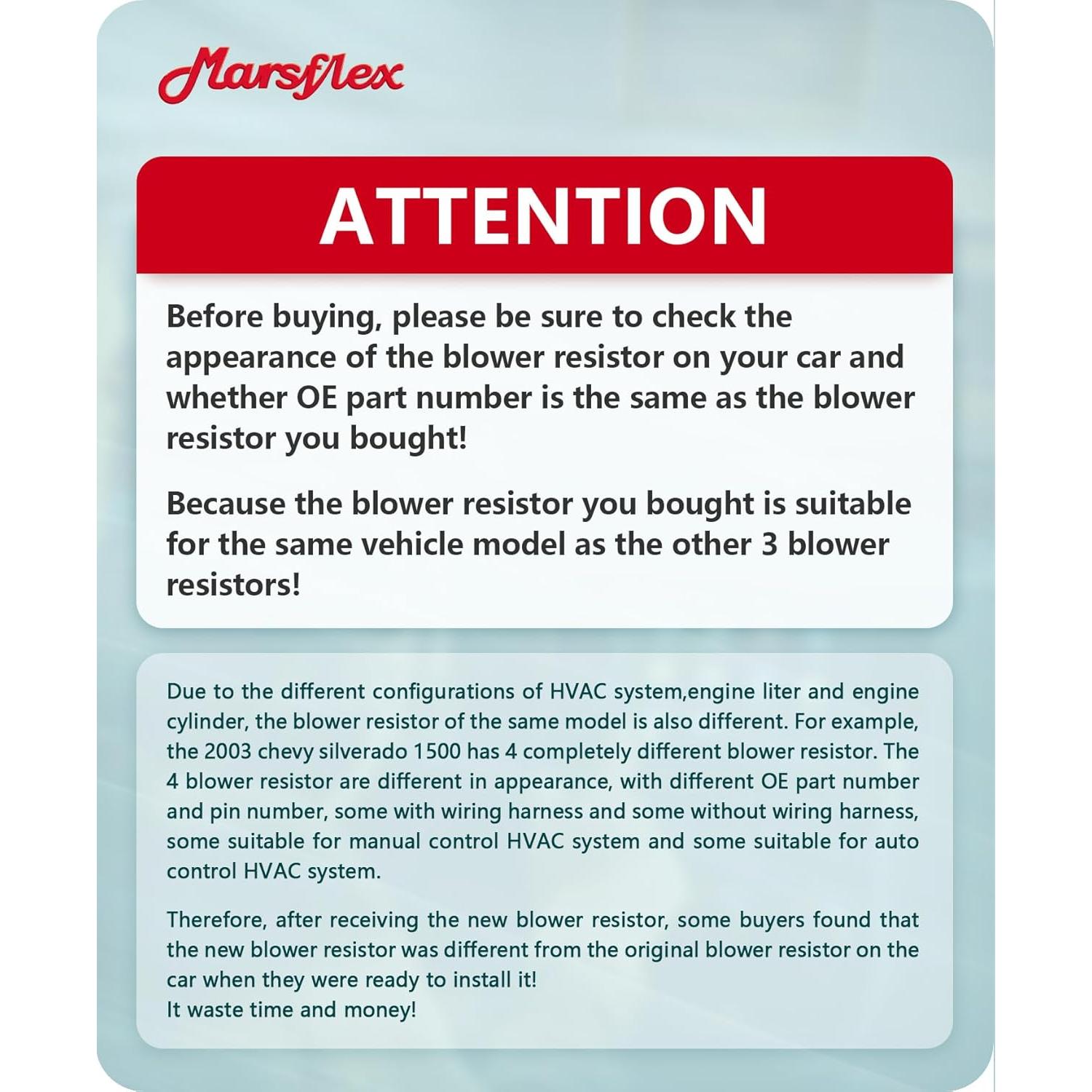 Resistor de Ventilador Marsflex APAC05001 para Chevrolet y GMC