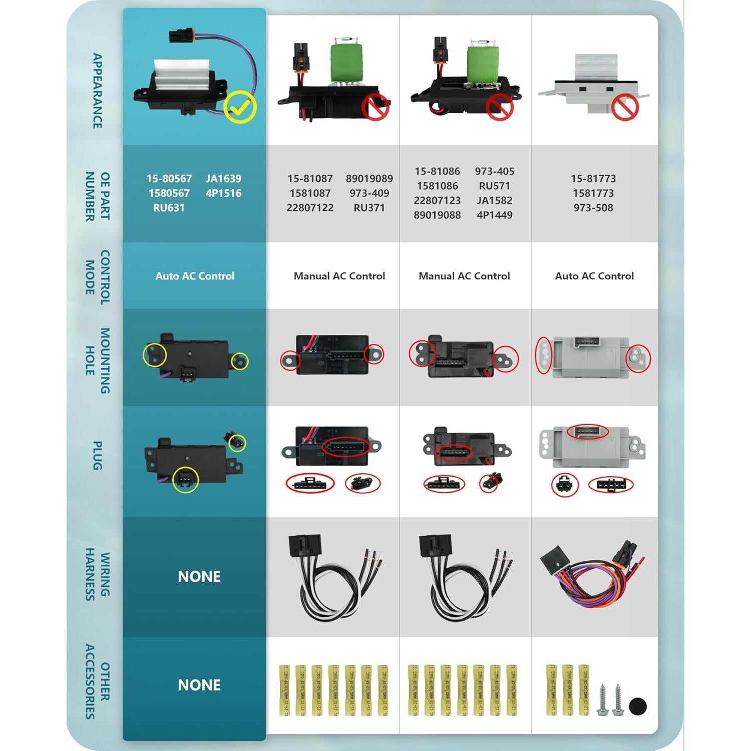 Resistor de Ventilador Marsflex APAC05001 para Chevrolet y GMC