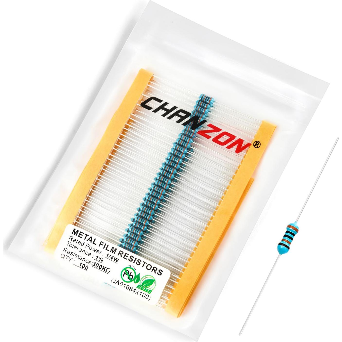 Resistores de Película Metálica Chanzon 300K 1/4W 100pcs