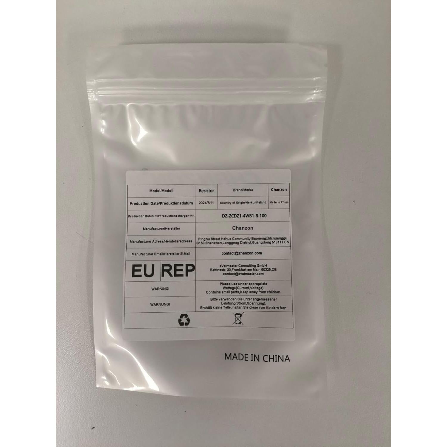 Resistores de Película Metálica Chanzon 300K 1/4W 100pcs