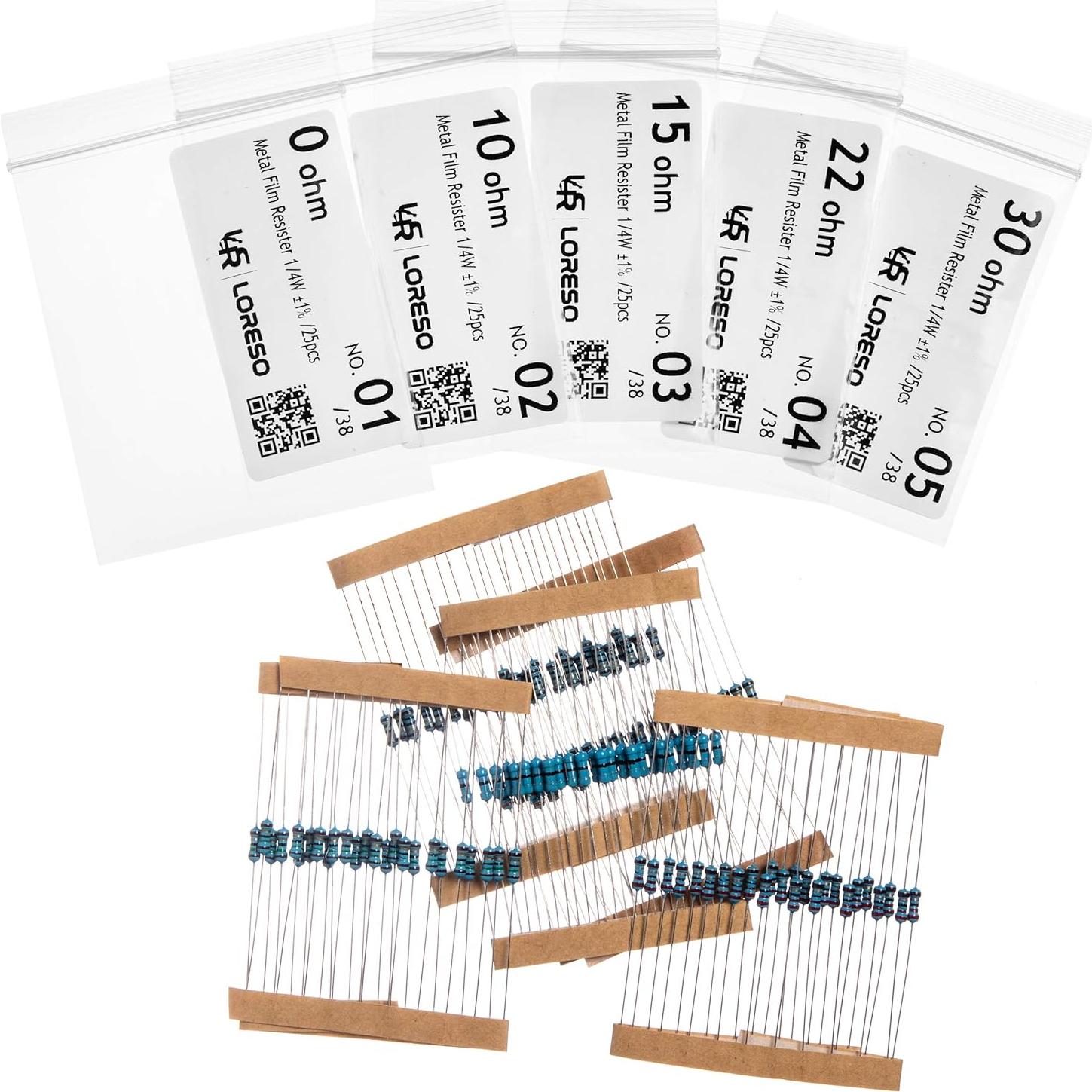 Kit de Resistores Loreso 1200 pcs 1/4W 1% 0 a 1M Ohm
