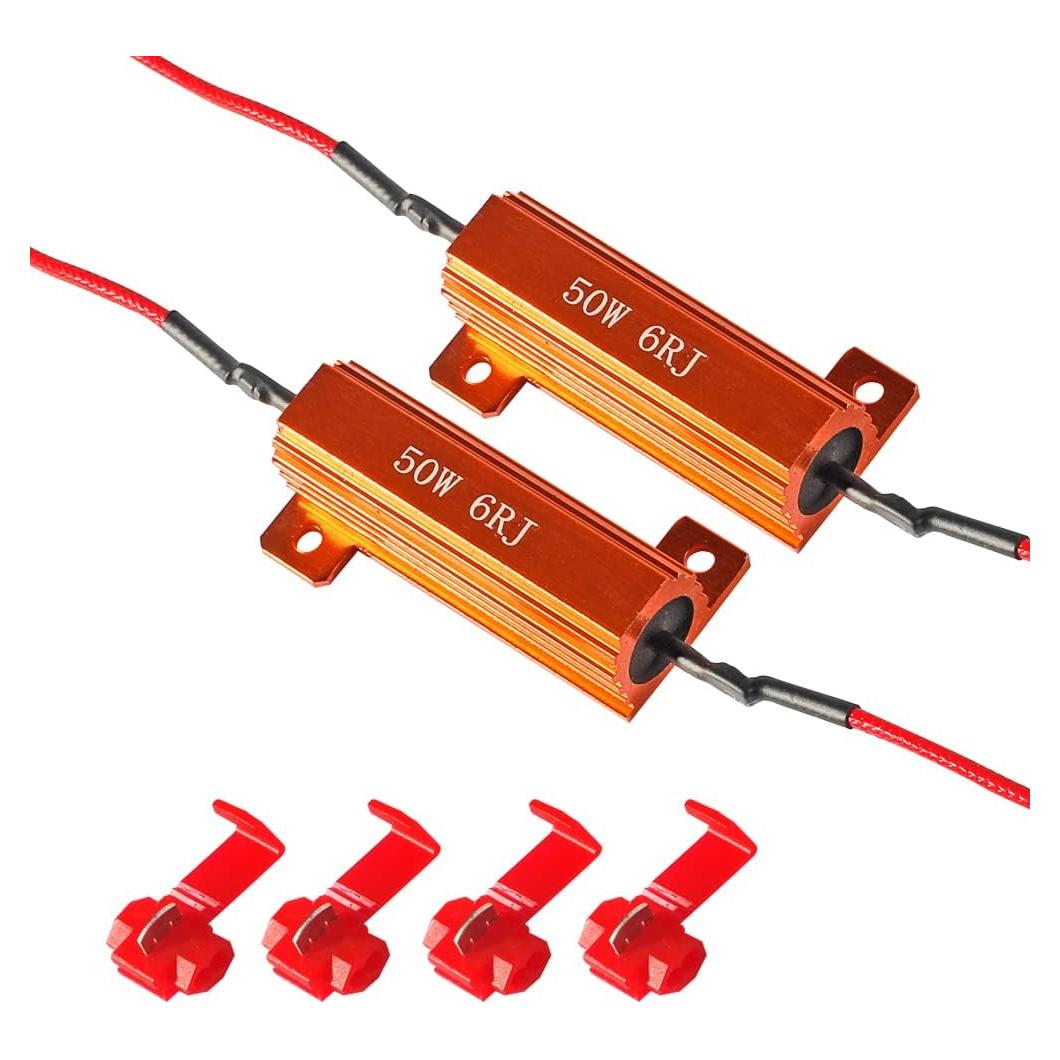 Resistores de Carga LED 50W 6ohm Reswish - 2 Pcs con Clips