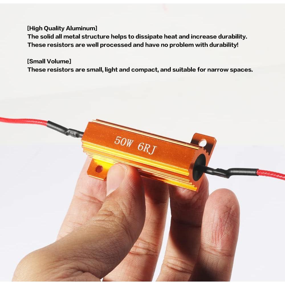 Resistores de Carga LED 50W 6ohm Reswish - 2 Pcs con Clips