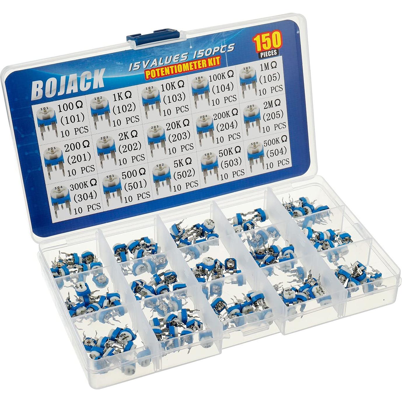 Kit de Potenciómetros BOJACK 150 pcs 6mm Resistor Variable
