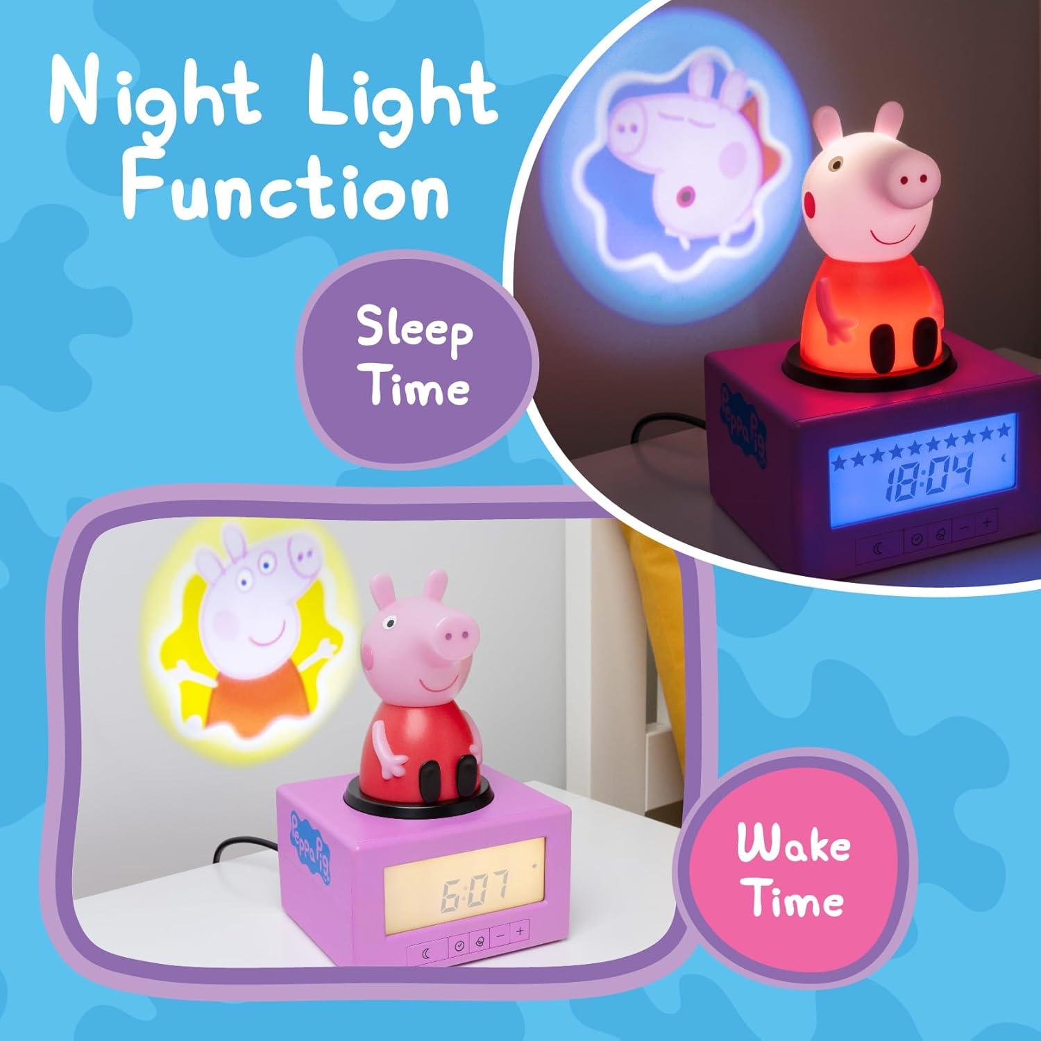 Reloj Despertador Peppa Pig Paladone Luz Nocturna USB
