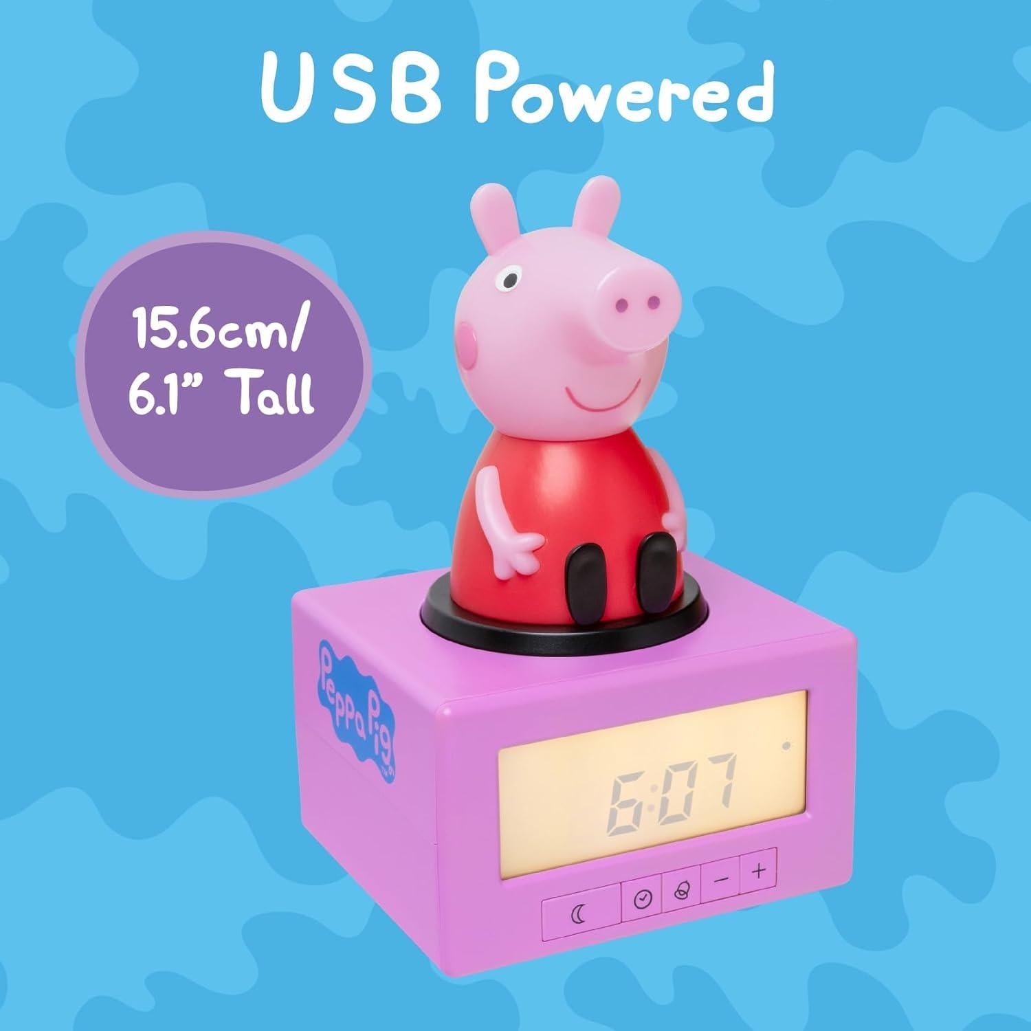 Reloj Despertador Peppa Pig Paladone Luz Nocturna USB