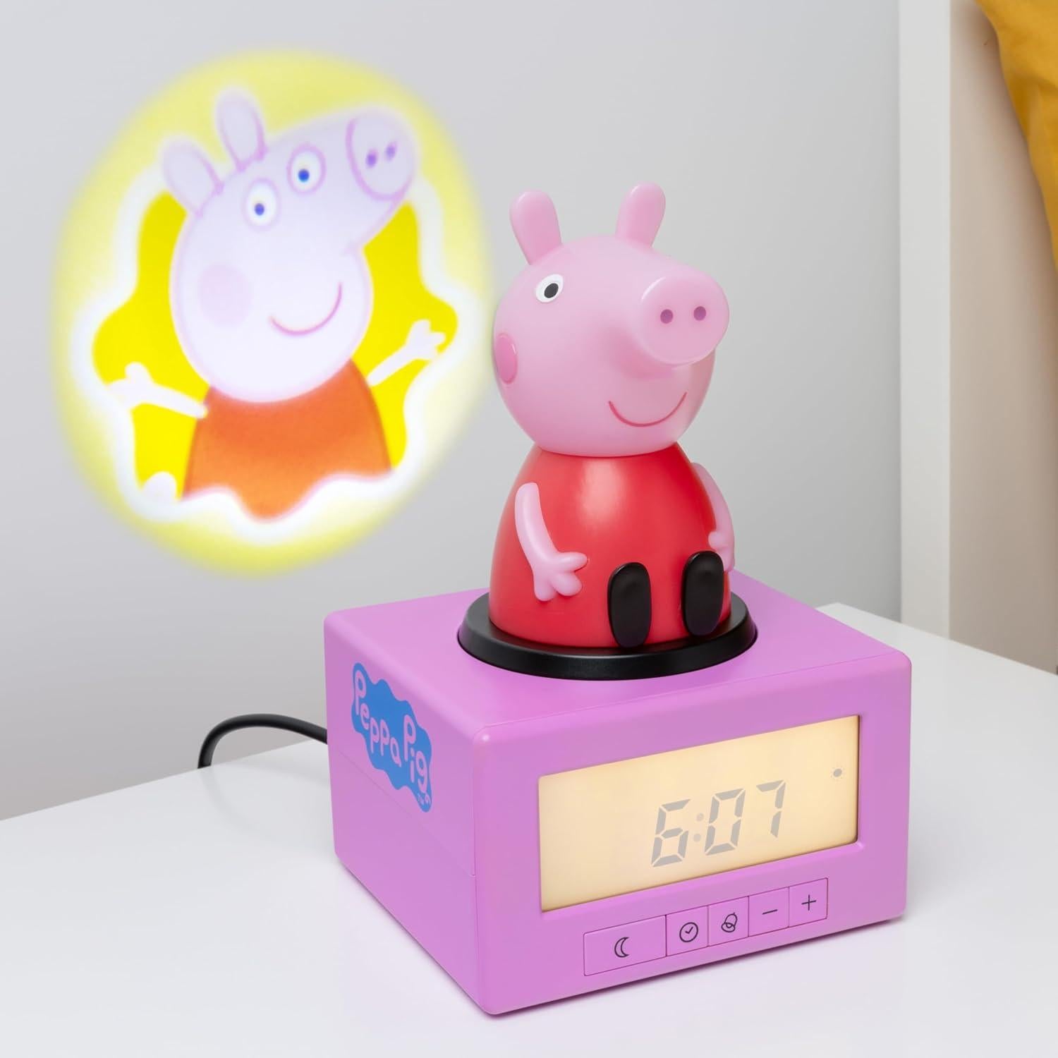 Reloj Despertador Peppa Pig Paladone Luz Nocturna USB