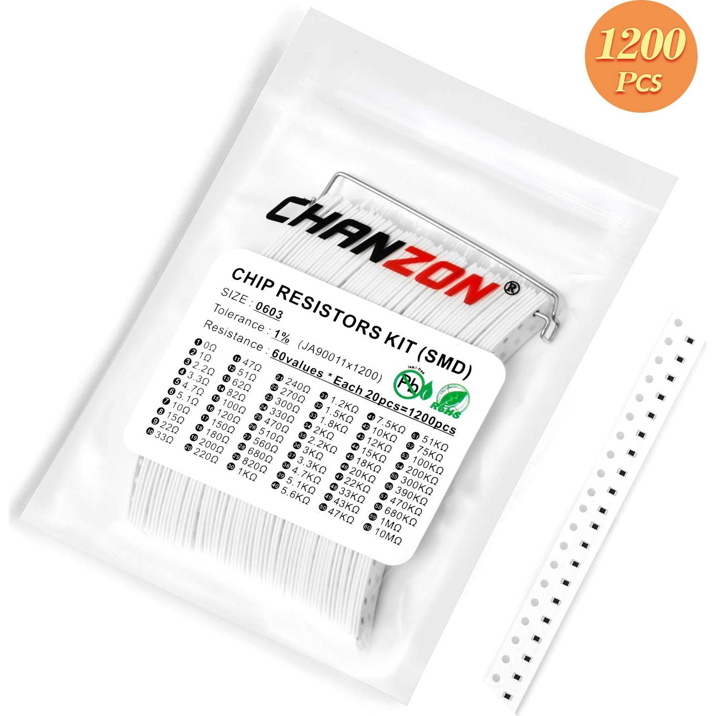 Kit de 1200 Resistencias SMD CHANZON 0603 0-10M ohm 1%