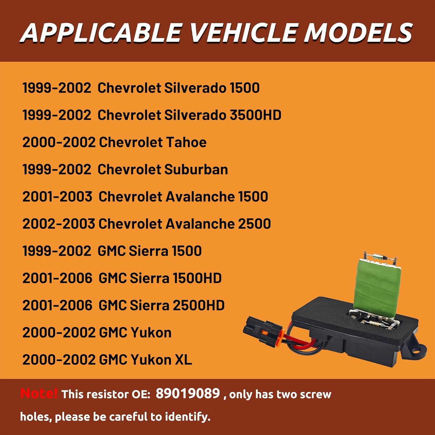 Resistor de Ventilador HVAC TVM TRAVERMAN 89019089 12V