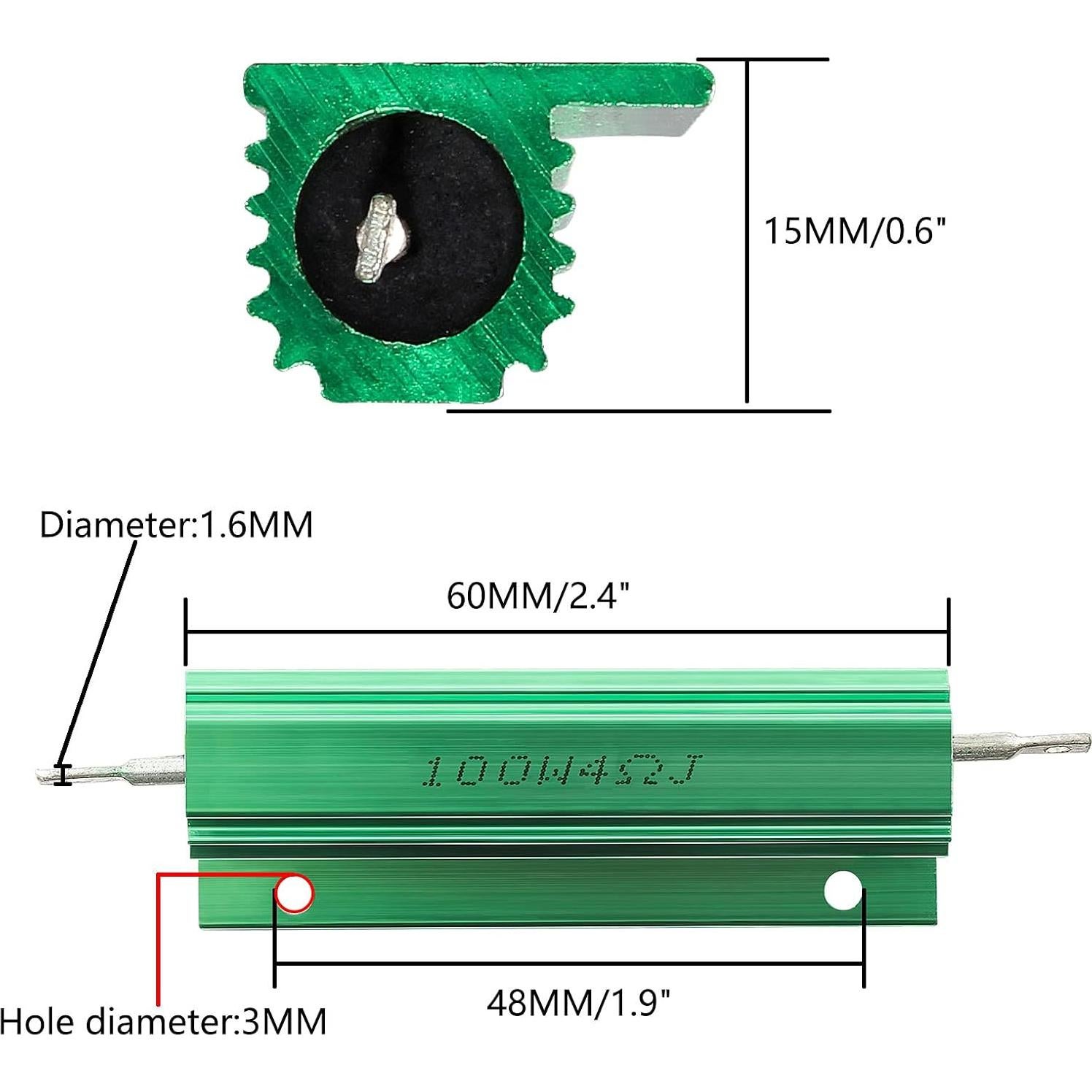 2 Resistencias de Alambre Enrollado 100W 4 Ohm Aluminio Bonsicoky