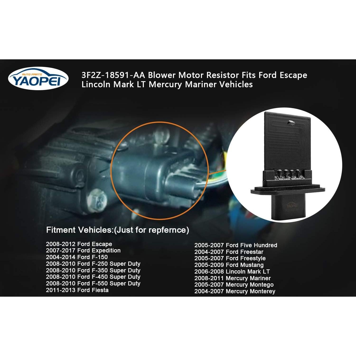 Resistor Ventilador HVAC YAOPEI para Ford Escape, F-150, Mustang