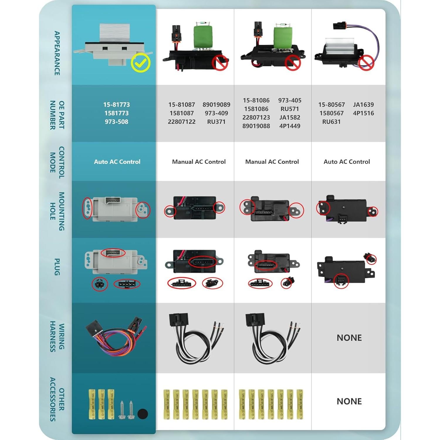 Resistor de Ventilador Marsflex APAC05074 para Chevy y GMC