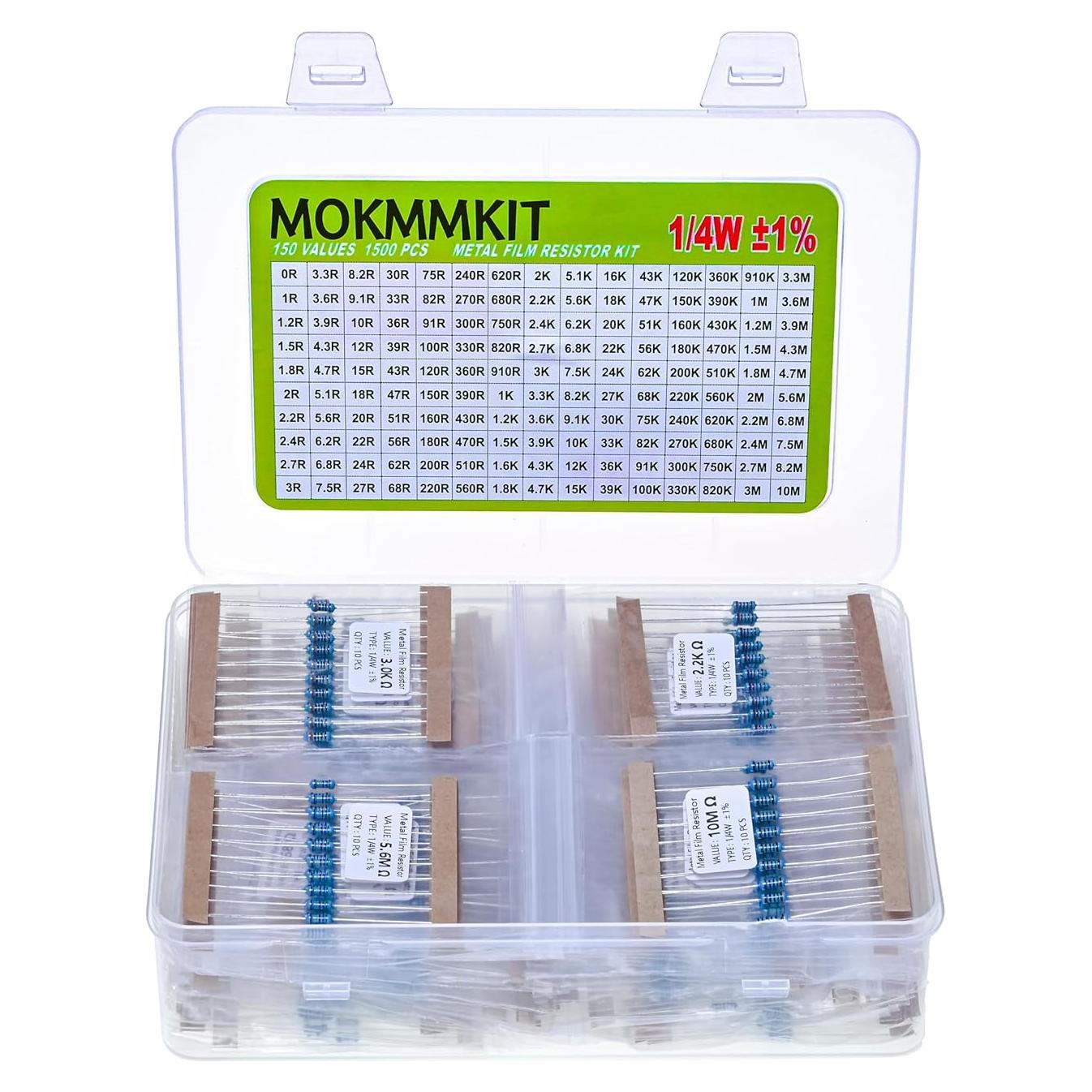 Kit de Resistores de Película Metálica MOKMMKIT 1500 Piezas 0-10M Ohm