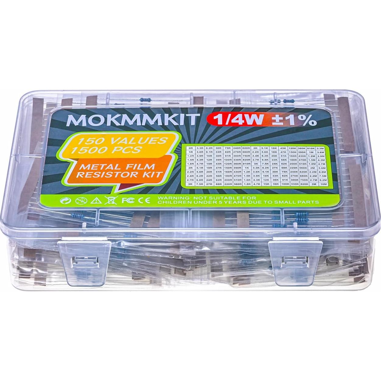 Kit de Resistores de Película Metálica MOKMMKIT 1500 Piezas 0-10M Ohm