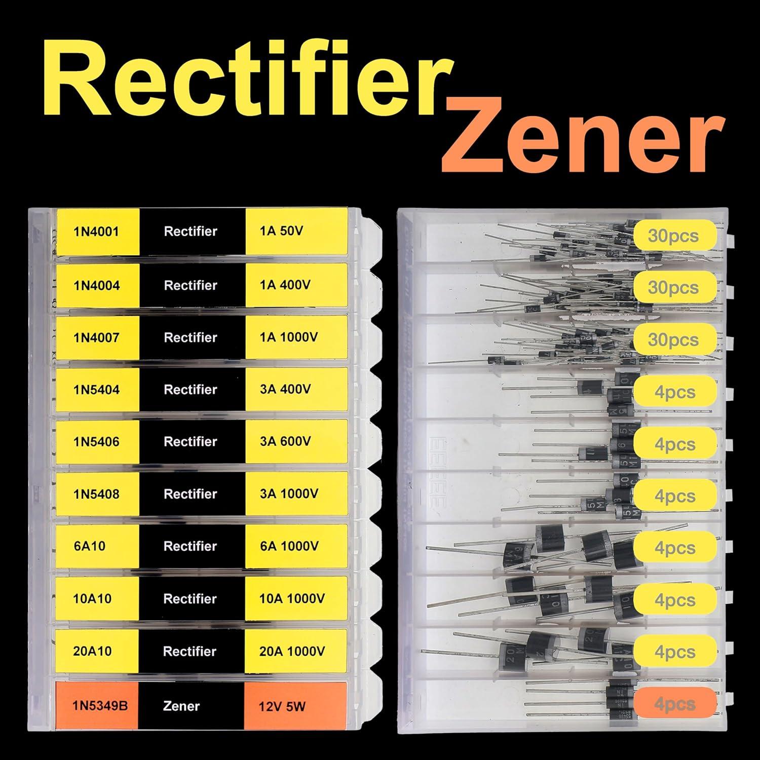 Kit de Diodos Surtidos EEEEE 200 Piezas 20 Tipos Rectificadores