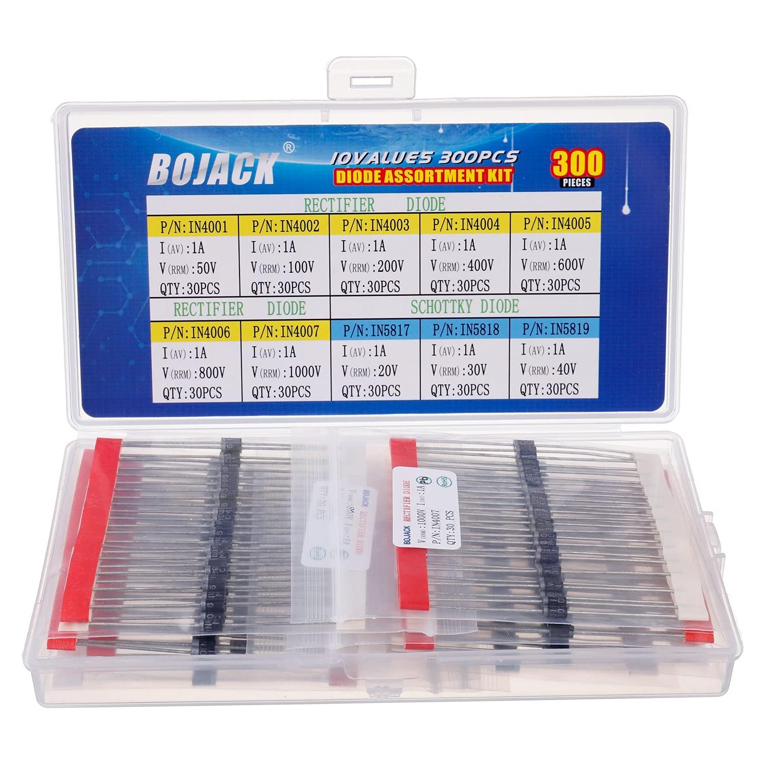 Kit de Diodos Rectificadores y Schottky BOJACK 300 pcs