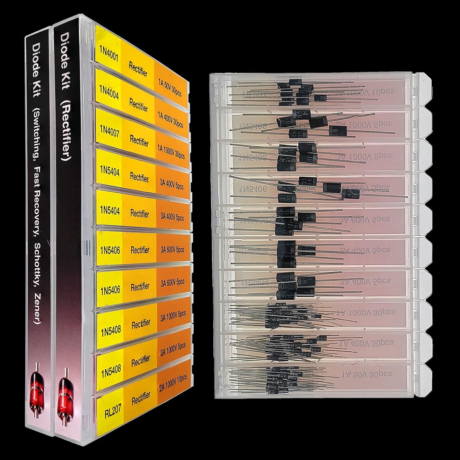 Kit de Diodos 250 Piezas EEEEE Schottky Zener Rectificadores