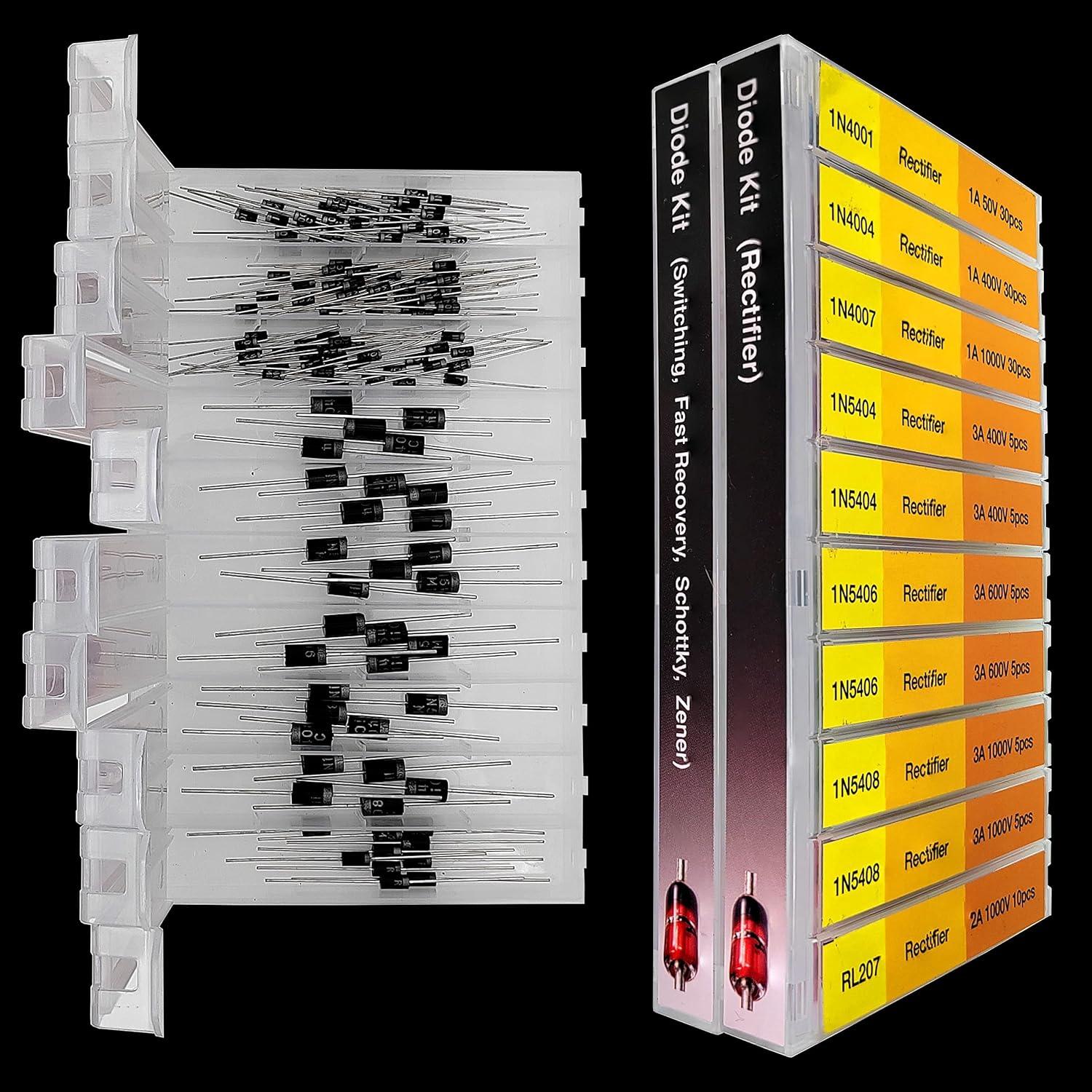 Kit de Diodos 250 Piezas EEEEE Schottky Zener Rectificadores
