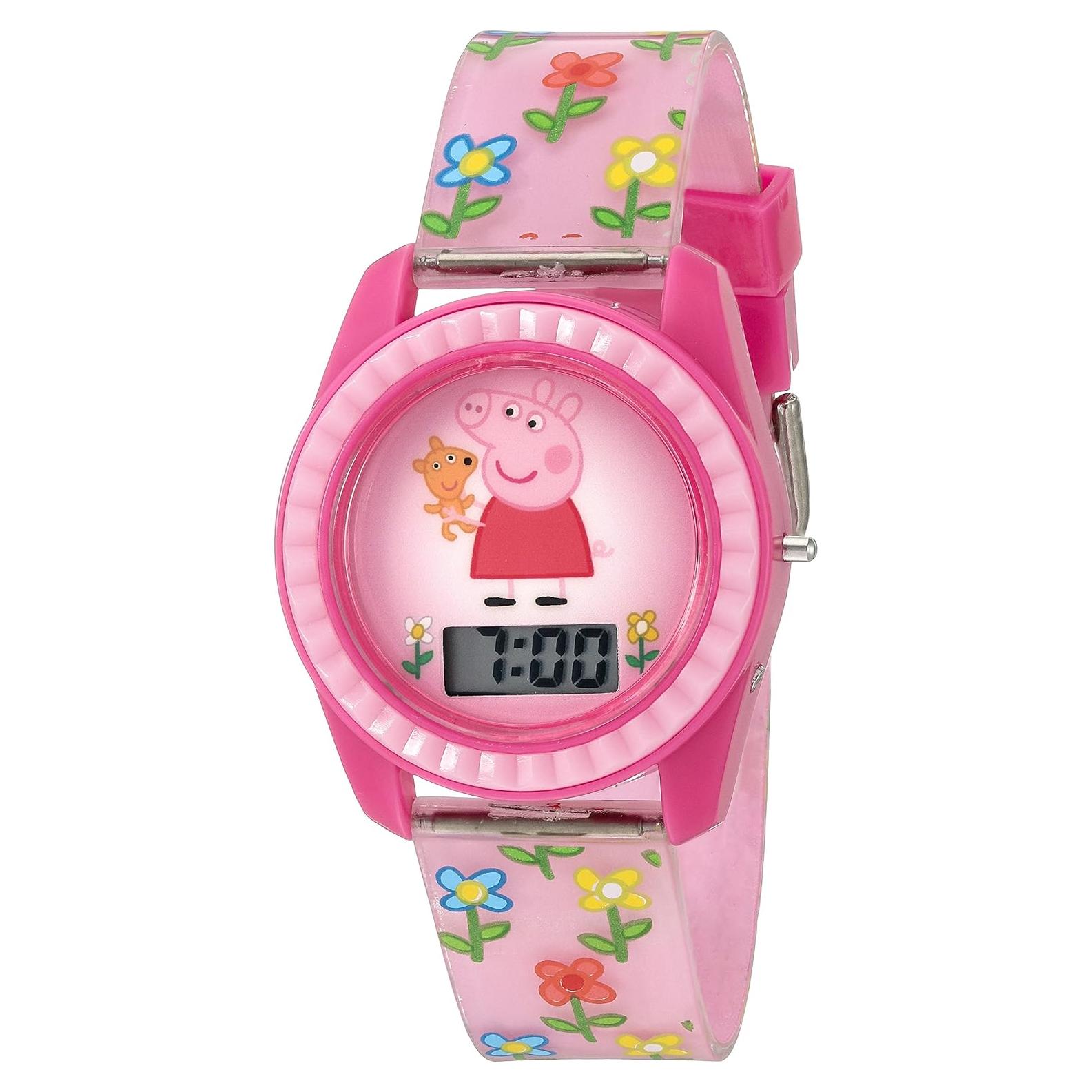 Reloj Digital LCD Peppa Pig para Niñas - Correa Rosa Floral