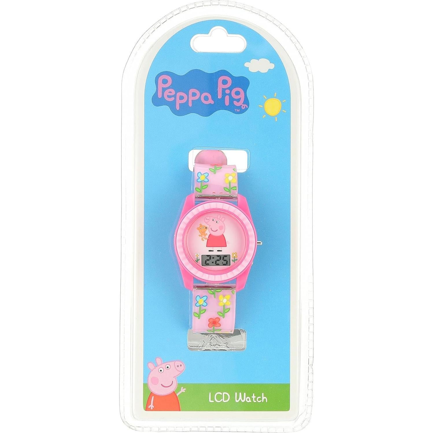 Reloj Digital LCD Peppa Pig para Niñas - Correa Rosa Floral