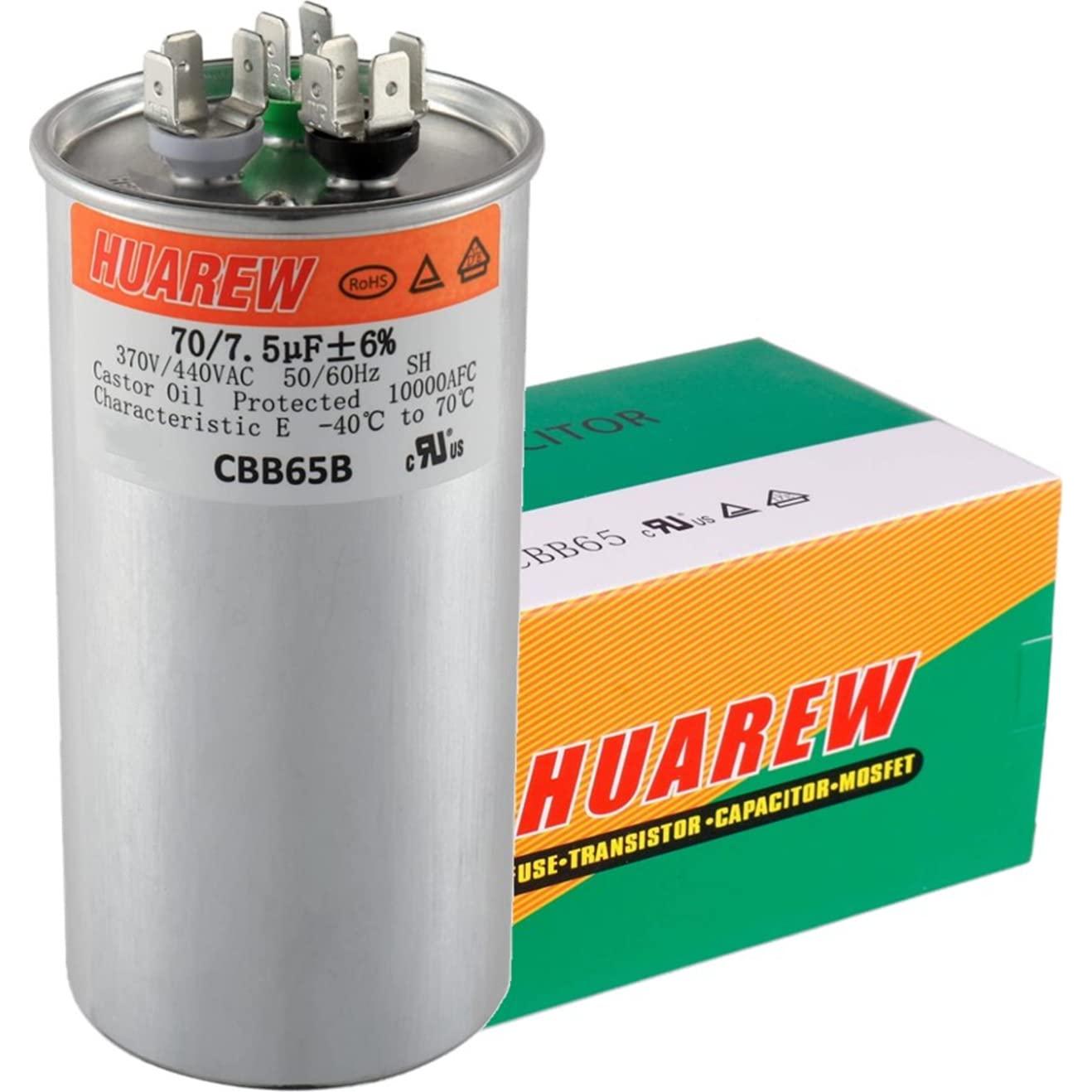 Capacitor CBB65B 70/7.5 uF 370V/450V HUAREW para Aire Acondicionado