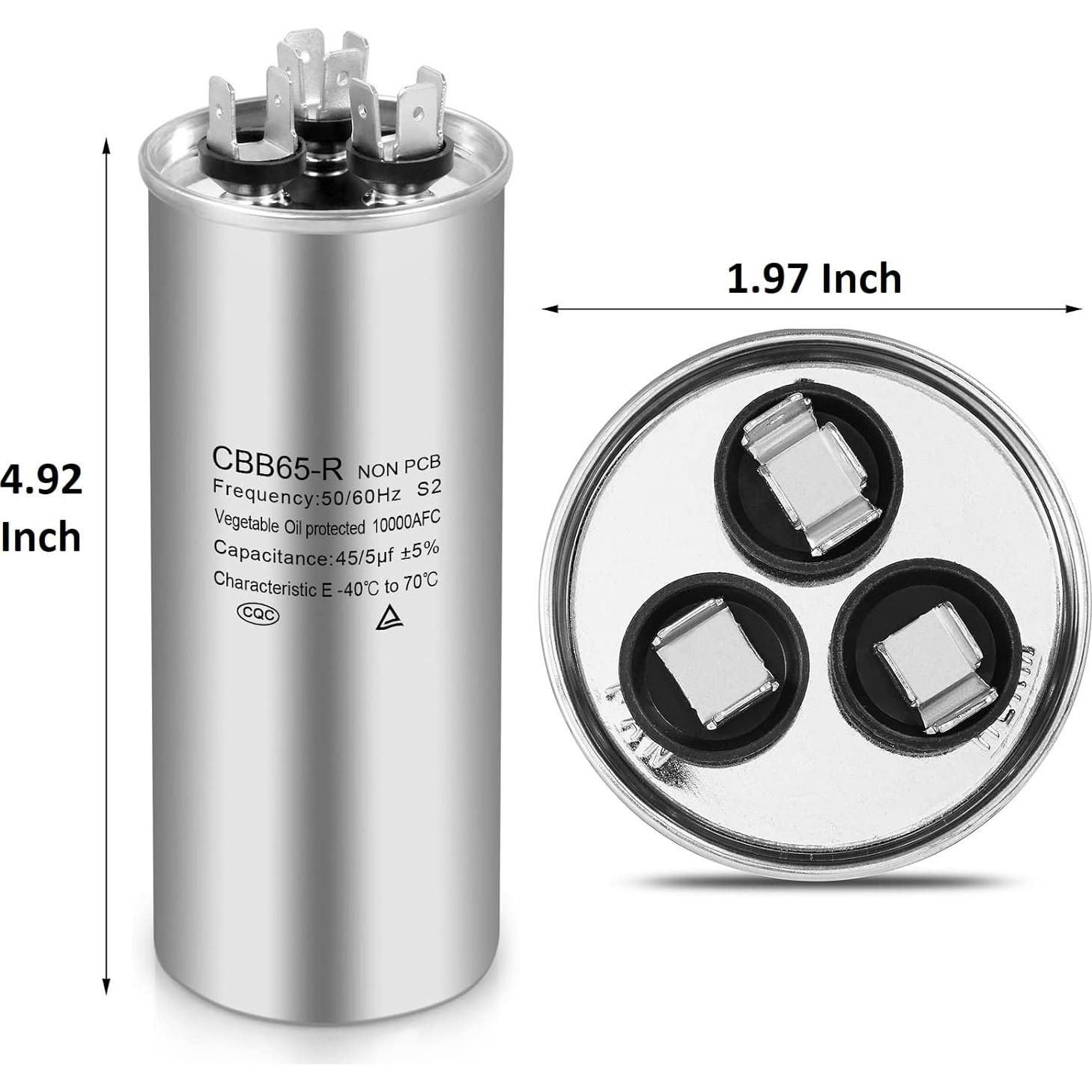 Capacitor Doble Boffdock 45+5 uF 370/440V para Aire Acondicionado
