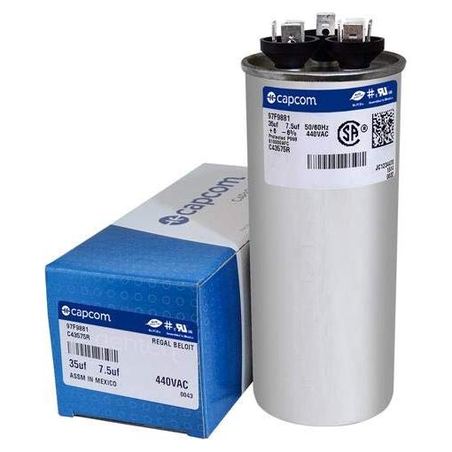 Capacitor Genteq 35 + 7.5 uF 440 VAC Reemplazo Industrial
