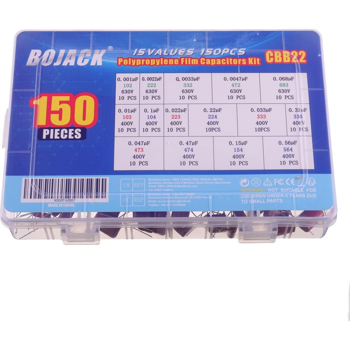 Kit de Capacitores de Película BOJACK 150 Pcs 400V/630V