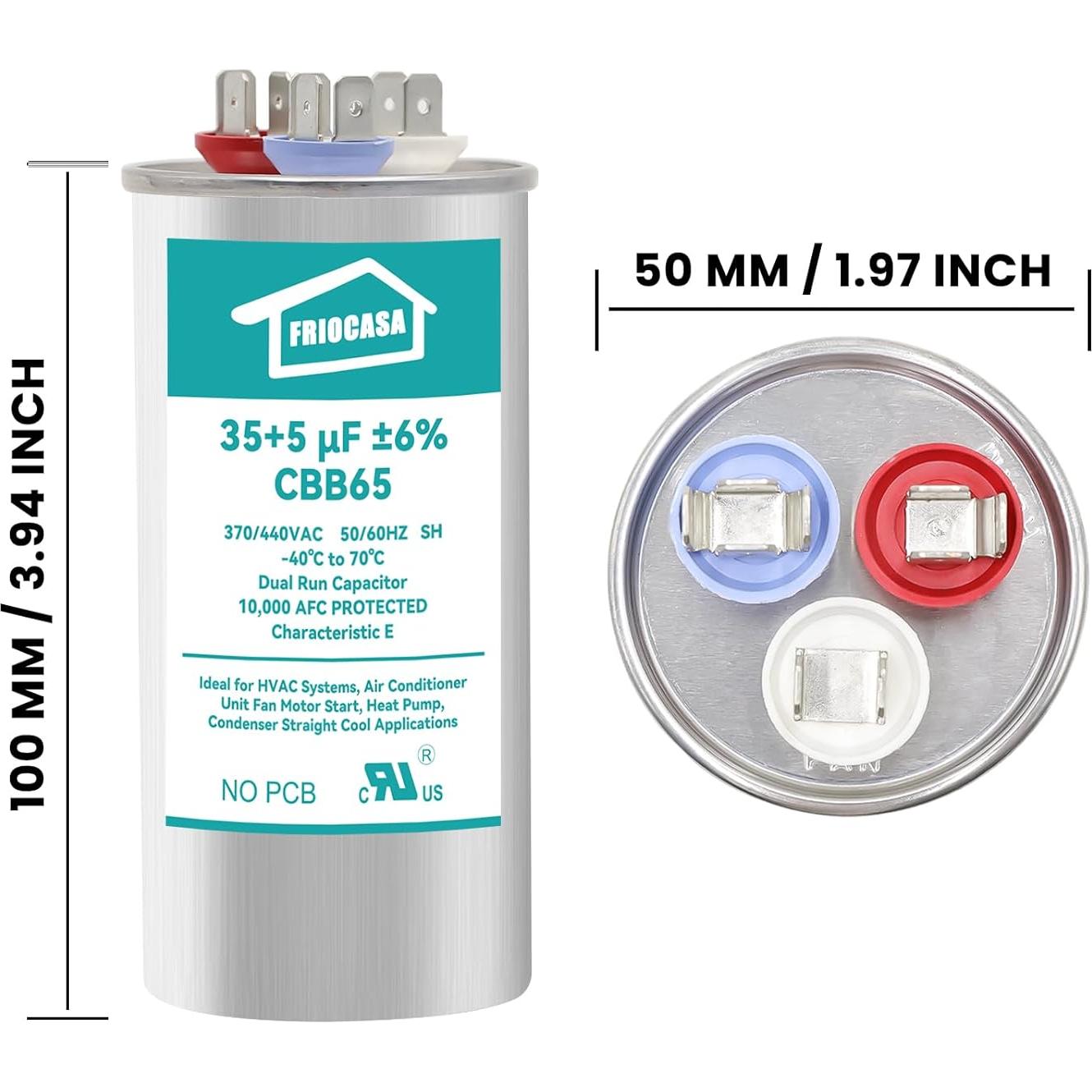 Capacitor de Arranque FRIOCASA 35+5 uF 370V CBB65B