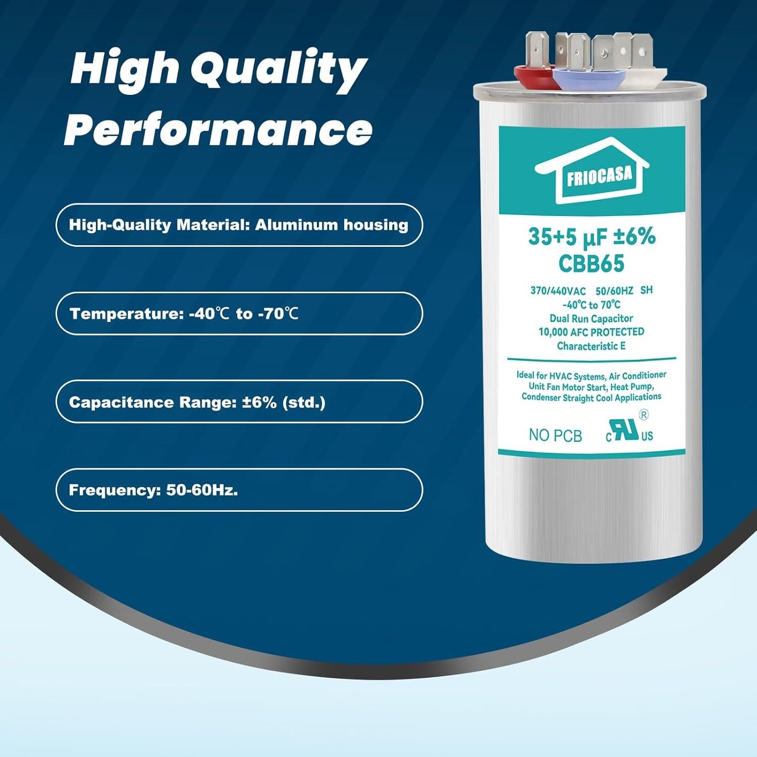 Capacitor de Arranque FRIOCASA 35+5 uF 370V CBB65B