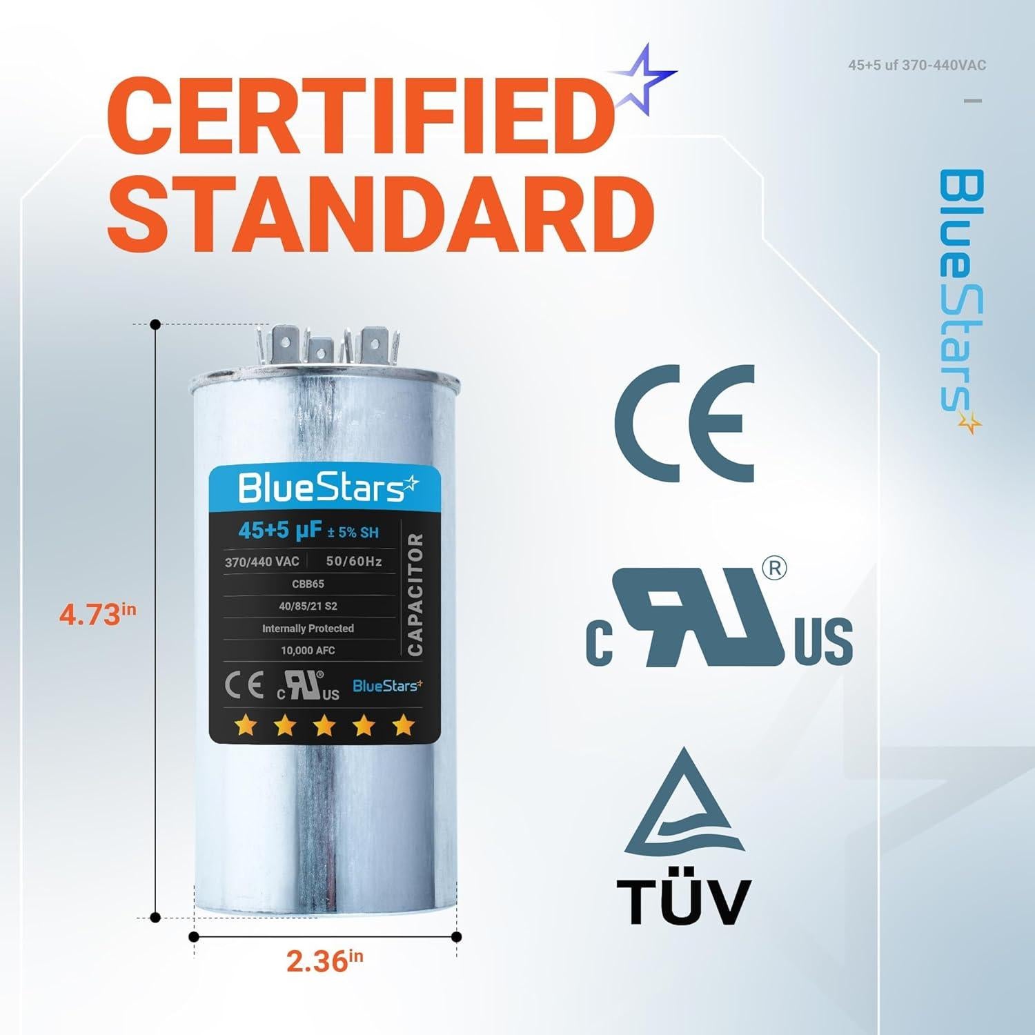 Capacitor Redondo Dual 45+5 uF BlueStars 370V 440V AC