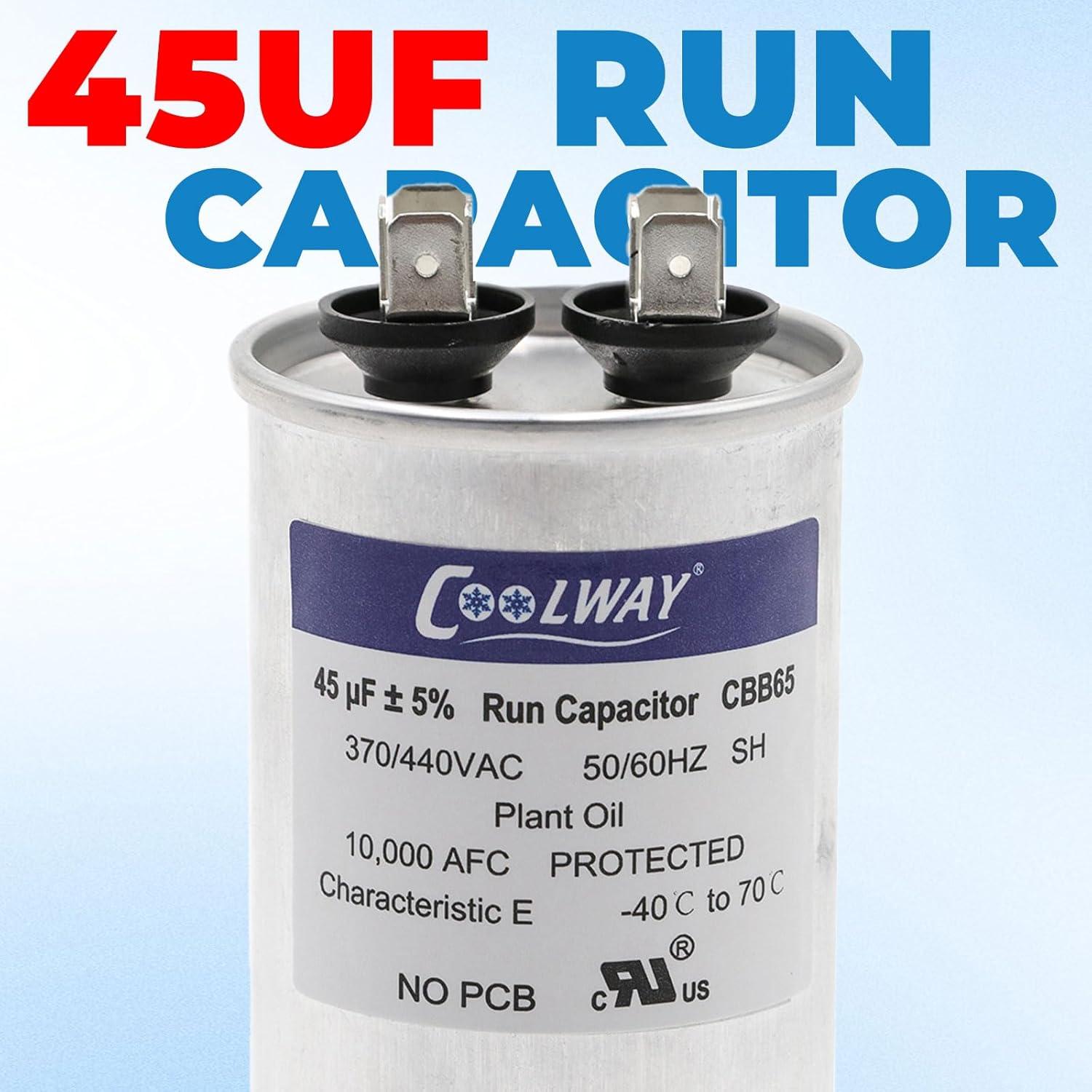 Capacitor de Arranque COOLWAY 45uF 370/440V CBB65B/CBB65R