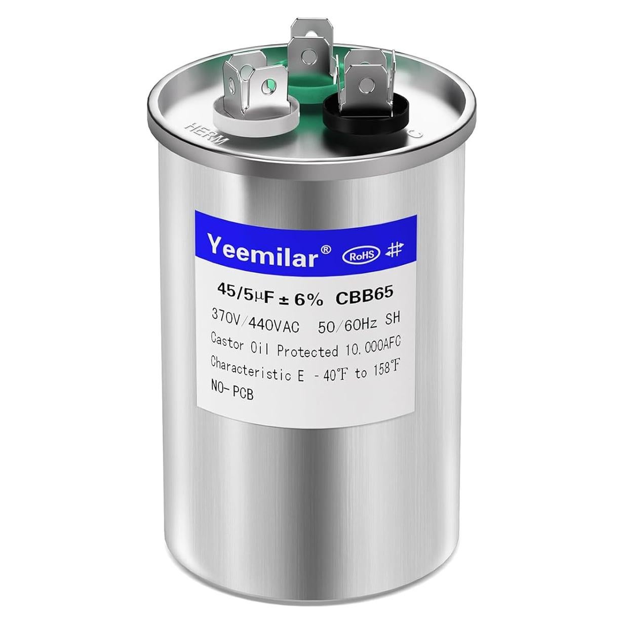 Capacitor Doble Función 45+5uF 370V CBB65 para HVAC