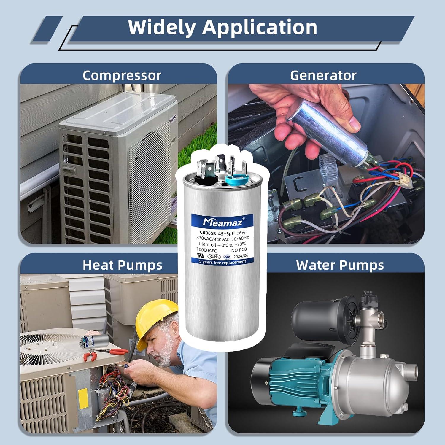 Capacitor Doble Arranque Meamaz 45+5uF 370/440V 50/60Hz