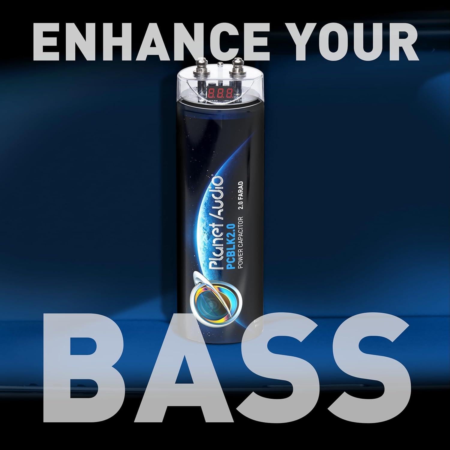 Capacitor de Coche Planet Audio PCBLK2.0 - 2 Farad con Medidor LED