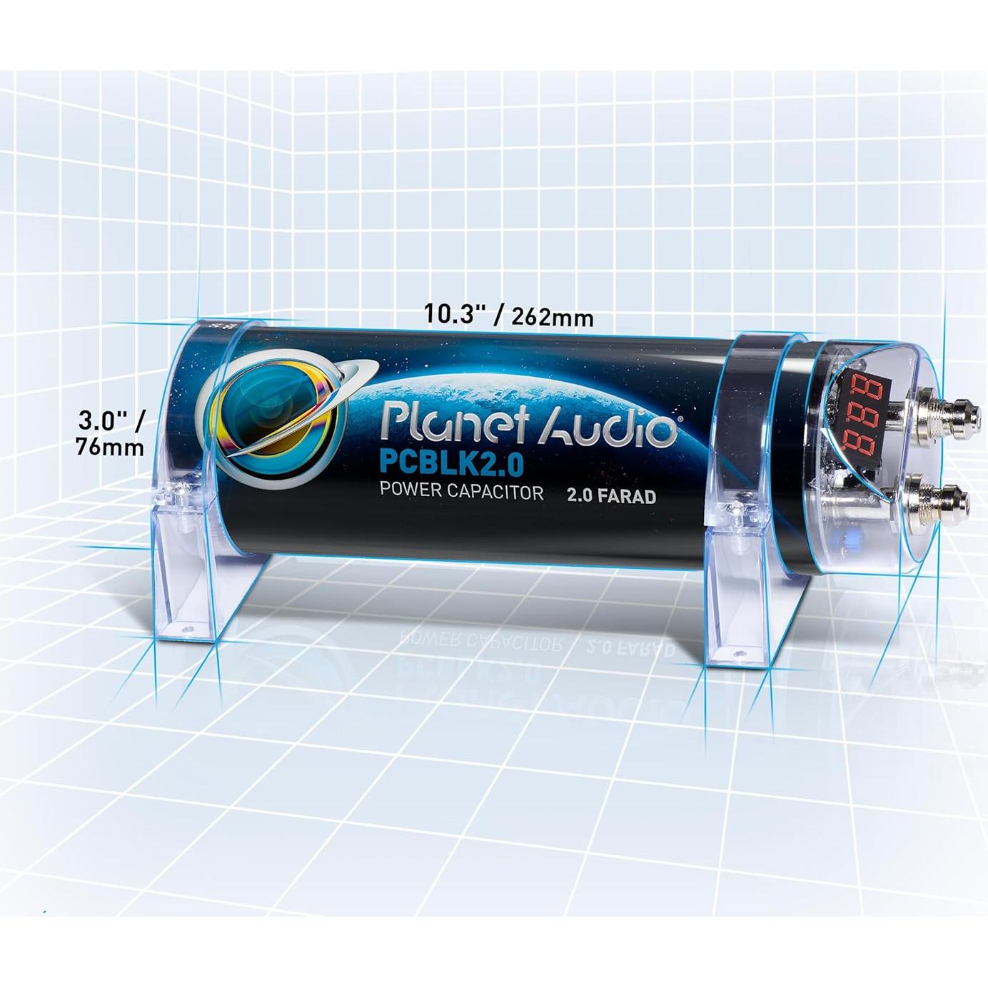 Capacitor de Coche Planet Audio PCBLK2.0 - 2 Farad con Medidor LED