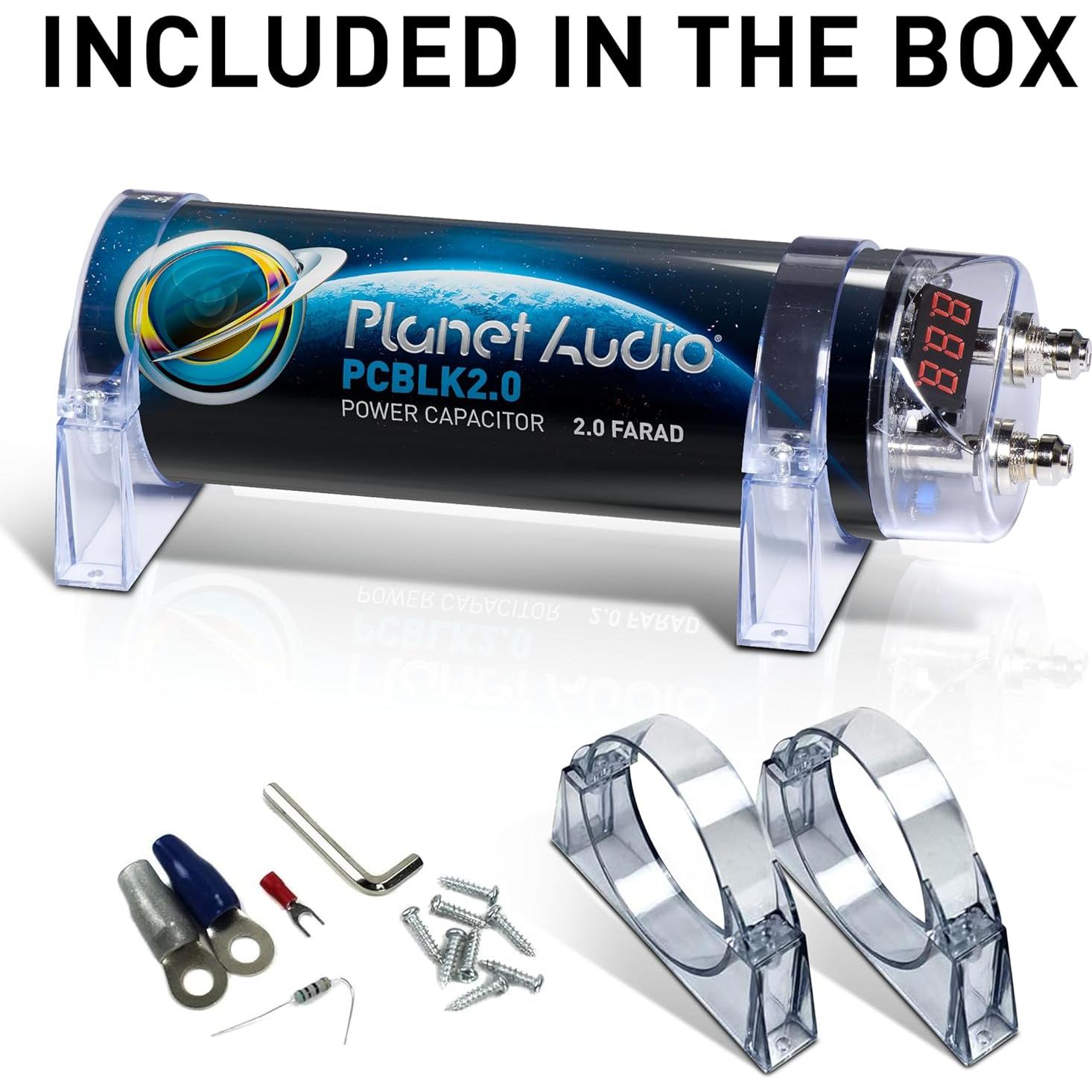 Capacitor de Coche Planet Audio PCBLK2.0 - 2 Farad con Medidor LED
