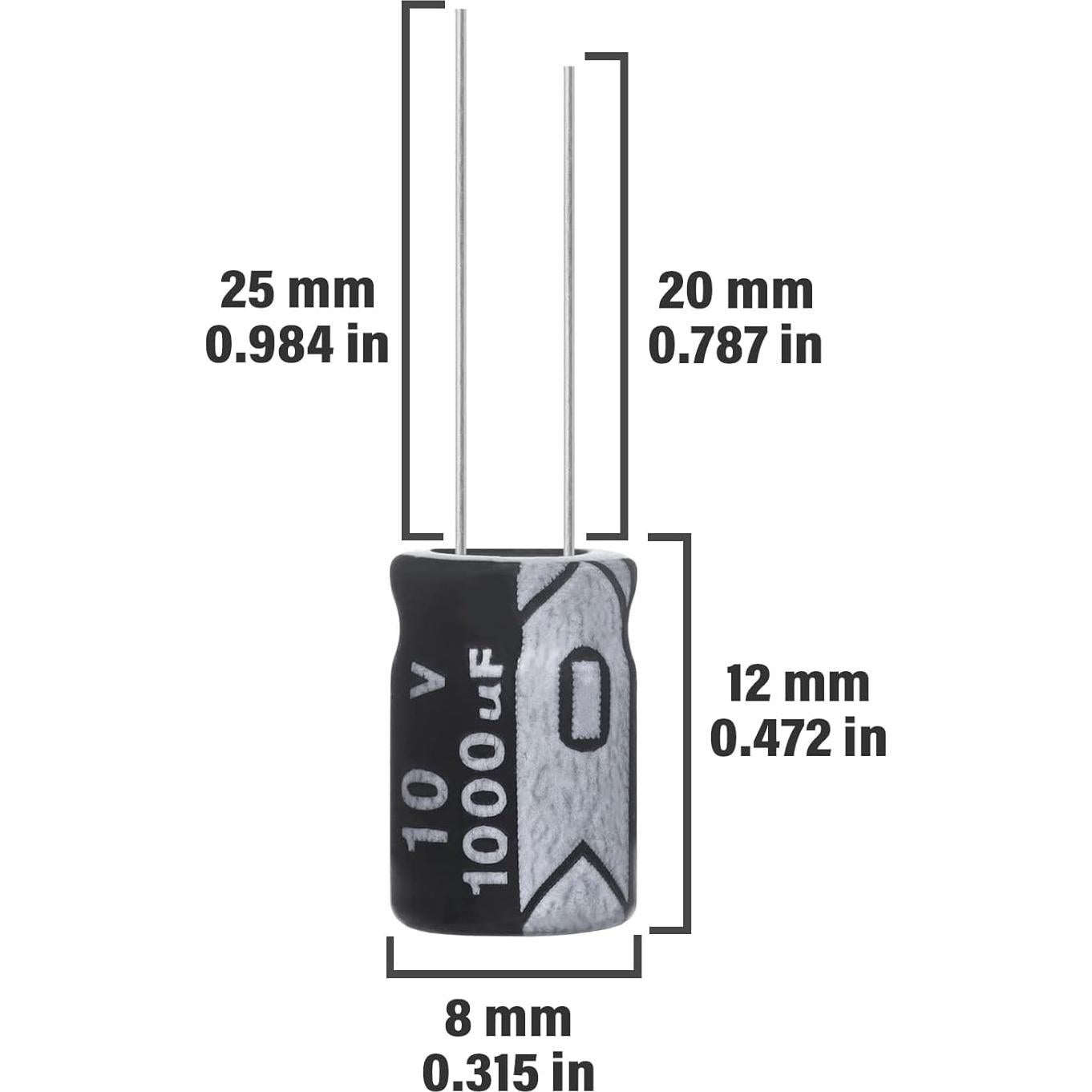 Capacitor Electrolítico ALLECIN 1000uF 10V 8x12mm - Paquete de 15